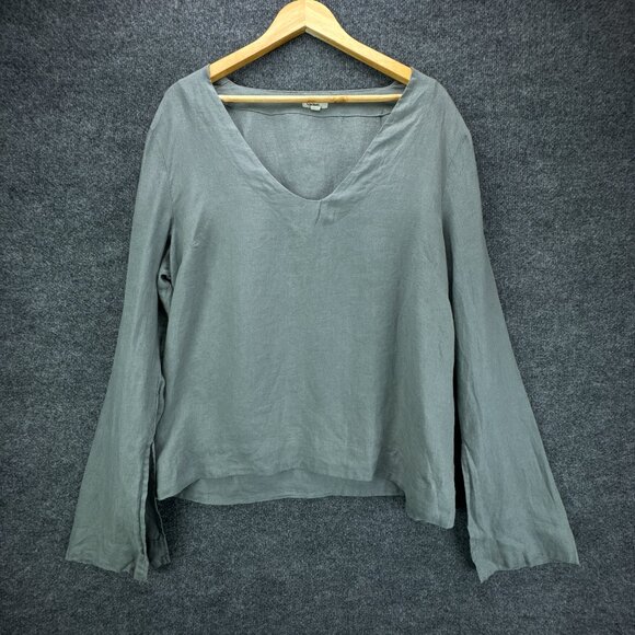 Bed Threads Top Womens 3XL Green Pullover French Flax‎ Linen Lounge Boho - Picture 1 of 16